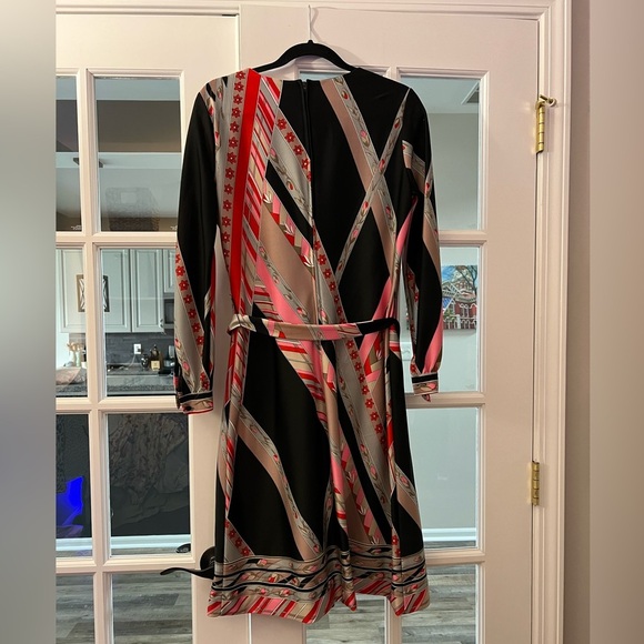 Vintage Lanvin Black and Pink Geometric Long Sleeve Dress size 14 EUC - Picture 2 of 9